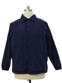 1990's Mens Dark Blue Windbreaker Snap Front Jacket