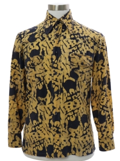 1980's Mens Batik Print Sport Shirt