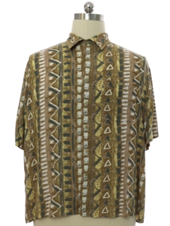 1990's Mens Rayon Graphic Print Sport Shirt