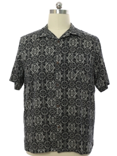 1990's Mens Graphic Print Silk Sport Shirt