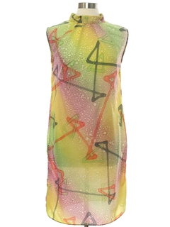 1960's Womens Abstract Print Mod Shift Dress