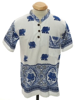 1990's Mens/Boys African Style Elephant Print Shirt