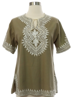 1970's Womens Embroidered Salwar Kameez Inspired Tunic Shirt