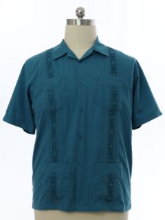 1990's Mens Embroidered Guayabera Shirt