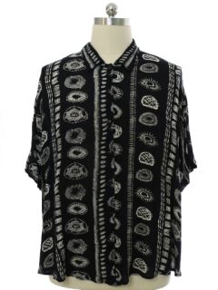 1990's Mens Wicked 90s Rayon Graphic Print Sport Shirt