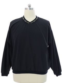 1990's Mens Black Windbreaker Nylon Sweatshirt