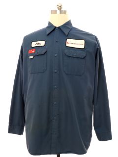 1990's Mens Grunge Panhandle Oilfield Service Work Shirt