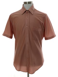 1970's Mens Shiny Nylon Solid Disco Shirt