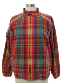 1980's Womens Preppy Plaid Cotton Jacket