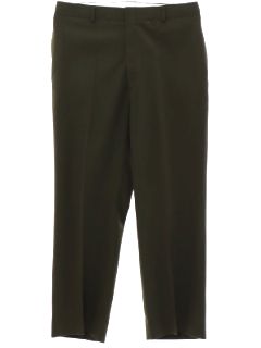 1980's Mens Dark Olive Green Military Slacks Pants