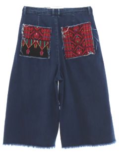 1990's Womens Denim Wide Leg Extra Long Baggy Culotte Shorts