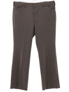 1970's Mens Houndstooth Checkered Plaid Flared Leisure Style Disco Pants