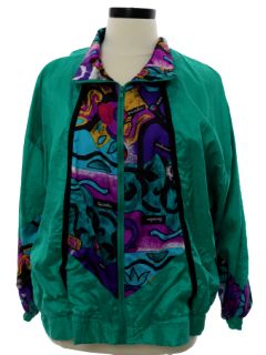 1990's Womens Wicked 90s Hip Hop Style Windbreaker Zip Jacket