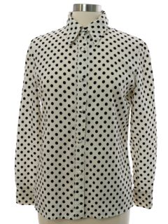 1970's Womens Polka Dot Print Disco Shirt