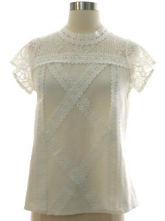 1980's Womens Lace Trimmed Shirt