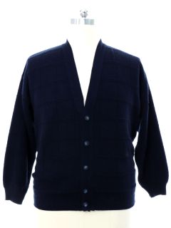 1970's Mens Dark Blue Cardigan Sweater