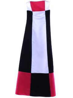 1990's Womens Jessica McClintock Color Block Prom Or Cocktail Maxi Dress