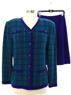 1980's Womens Totally 80s Two Piece Skirt Suit