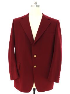 1970's Mens Burgundy Disco Blazer Sport Coat Jacket