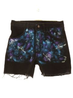 1990's Womens Hand Painted Denim Shorts