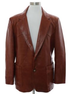 1970's Mens Leather Blazer Sport Coat Jacket