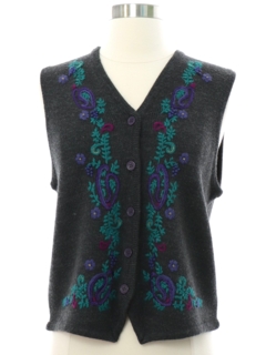 1990's Womens Embroidered Sweater Vest