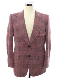 1970's Mens Plaid Disco Blazer Sport Coat Jacket