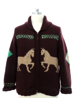 1950's Mens Cowichan Heavy Wool Sweater Jacket
