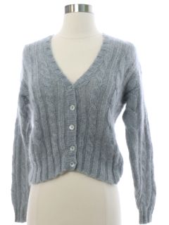 1980's Womens Fuzzy Mohair Cardigan Sweater