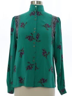 1980's Womens Lillie Rubin Designer Handkerchief Silk Secretary Shirt