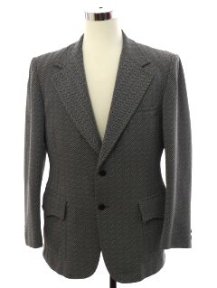 1970's Mens Herringbone Disco Blazer Sport Coat Jacket