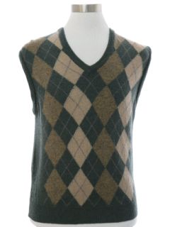 1980's Mens Wool Preppy Argyle Sweater Vest
