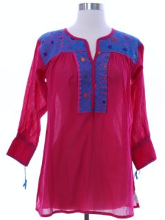 1970's Womens Salwar Kameez Inspired Sheer Shirt