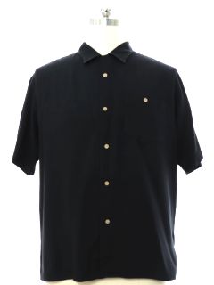 1990's Mens Black Silk Sport Shirt
