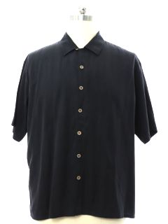 1990's Mens Black Silk Sport Shirt