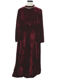 1970's Womens Velveteen Prom Or Cocktail Maxi Dress