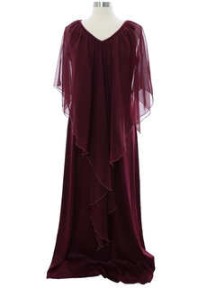1970's Womens Disco Style Prom Or Cocktail Maxi Dress