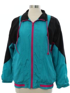 1980's Womens Windbreaker Track Style Zip Jacket