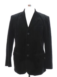 1990's Mens Black Corduroy Blazer Sport Coat Jacket