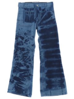 1970's Unisex Tie Dye Navy Issue Bellbottom Jeans Pants