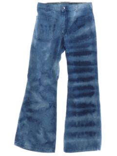 1970's Unisex Tie Dye Navy Issue Bellbottom Jeans Pants