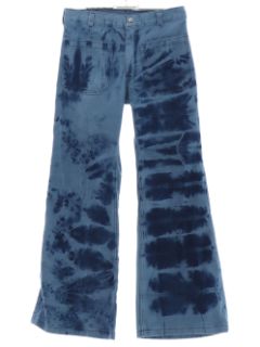 1970's Unisex Tie Dye Navy Issue Bellbottom Jeans Pants