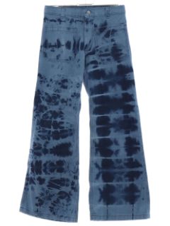 1970's Unisex Tie Dye Navy Issue Bellbottom Jeans Pants