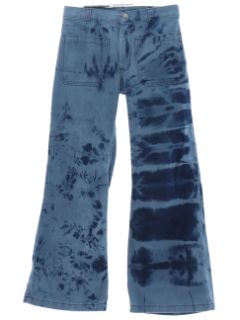 1970's Unisex Tie Dye Navy Issue Bellbottom Jeans Pants