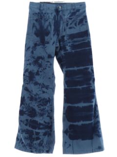 1970's Unisex Tie Dye Navy Issue Bellbottom Jeans Pants