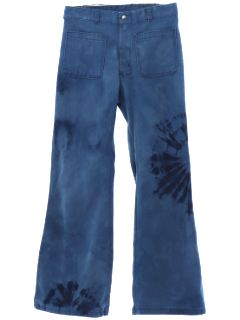 1970's Unisex Tie Dye Navy Issue Bellbottom Jeans Pants