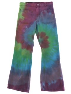 1970's Unisex Tie Dye Navy Issue Bellbottom Jeans Pants