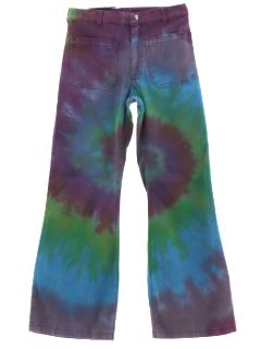 1970's Unisex Tie Dye Navy Issue Bellbottom Jeans Pants