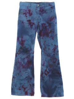 1970's Unisex Tie Dye Navy Issue Bellbottom Jeans Pants