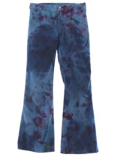 1970's Unisex Tie Dye Navy Issue Bellbottom Jeans Pants